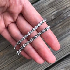 Adjustable stainless steel faceted Petalite bracelets