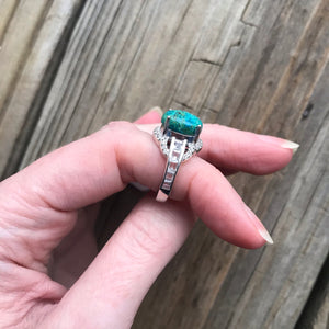 Chrysocolla and sparkling White Topaz