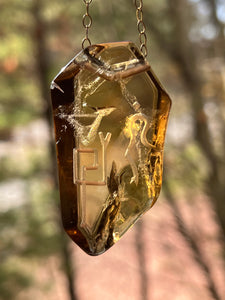 Hovave Art - Exceptional Rainbow filled Natural Citrine necklace with Divine Feminine & Sacred Masculine Symbols