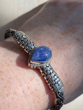 Load image into Gallery viewer, Carved Tanzanite braided sterling silver collectors bracelet