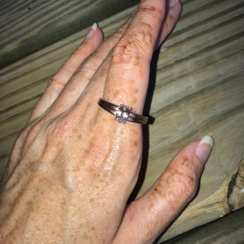 Faceted Morganite solitaire ring in Rose Gold over 925 sterling silver