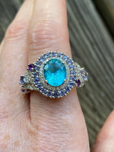 Load image into Gallery viewer, Collectors Electric Blue Apatite, Iolite and Amethyst rings