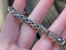 Load image into Gallery viewer, Carved Tanzanite braided sterling silver collectors bracelet