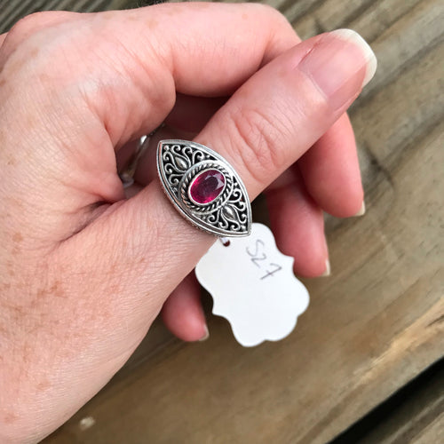 African Ruby evil eye ring