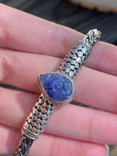 Load image into Gallery viewer, Carved Tanzanite braided sterling silver collectors bracelet