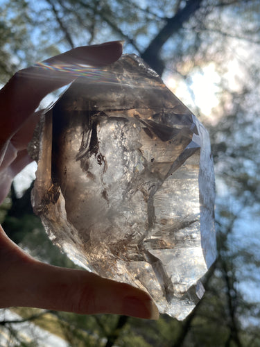 Giant Clear & Smoky Quartz Elestial specimen with small scepter - INCREDIBLE CLARITY!