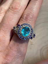 Load image into Gallery viewer, Collectors Electric Blue Apatite, Iolite and Amethyst rings