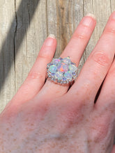 Load image into Gallery viewer, Magical XL Ethiopian Opal Hearts and Tanzanite rounds ring