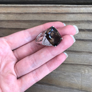 Smoky Quartz and Zircon ring