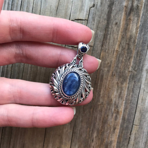 Blue Kyanite and Iolite pendant