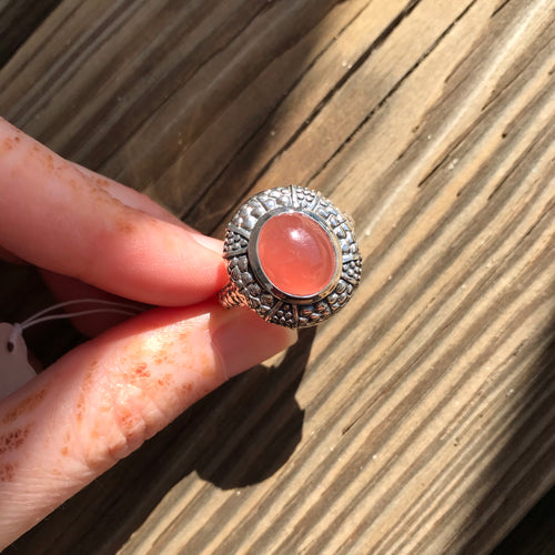 Juicy Rhodochrosite honey drop ring
