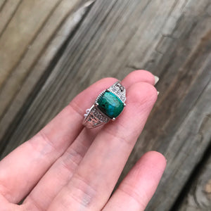 Chrysocolla and Zircon ring