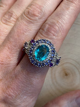 Load image into Gallery viewer, Collectors Electric Blue Apatite, Iolite and Amethyst rings