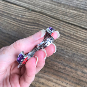 Amethyst heart ring with “I love you” band inside