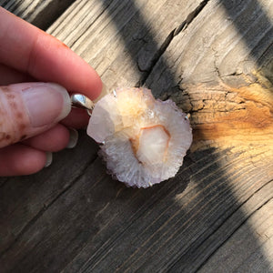 Stunning XL triple eye Amethyst Stalactite slice pendant