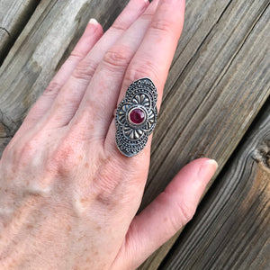 African Ruby elongated ring