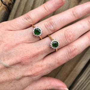 Chrome Diopside and Zircon ring