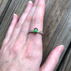 Faceted Chrome Diopside ring