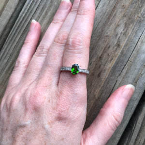 Faceted Chrome Diopside ring