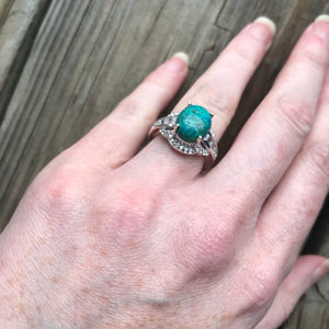 Chrysocolla and sparkling White Topaz