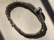 Load image into Gallery viewer, Carved Tanzanite braided sterling silver collectors bracelet