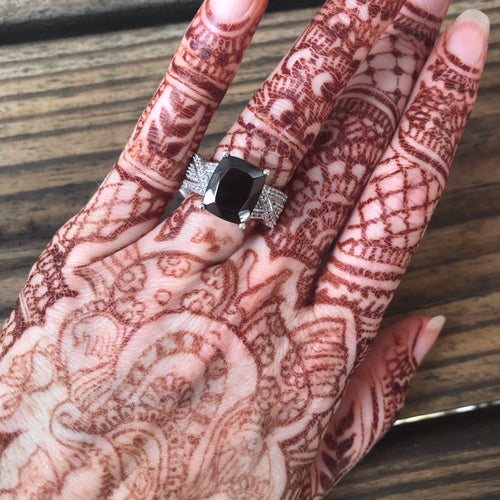 Faceted Elite Shungite and Zircon ring