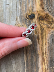 Natural Noble Red Spinel 5 stone ring