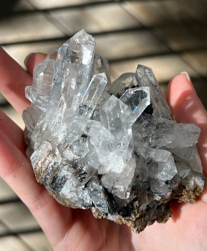Spectacular Quartz cluster with Hematite Blades and Siderite