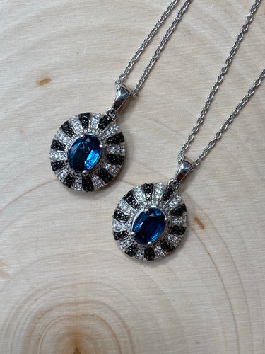 Natural Teal Blue Kyanite Sunburst necklace