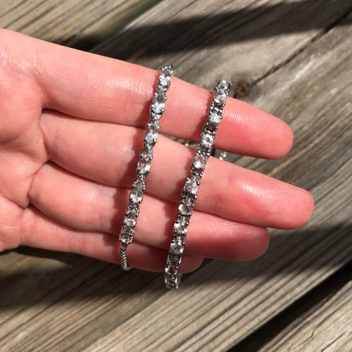 Adjustable stainless steel faceted Petalite bracelets