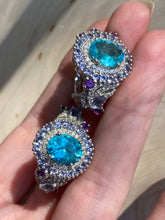 Load image into Gallery viewer, Collectors Electric Blue Apatite, Iolite and Amethyst rings