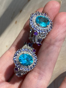 Collectors Electric Blue Apatite, Iolite and Amethyst rings