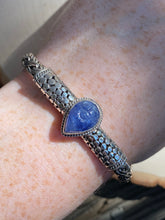 Load image into Gallery viewer, Carved Tanzanite braided sterling silver collectors bracelet