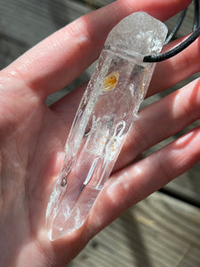 Hovave Art Lemurian Light crystal necklace with Sacred Masculine & Divine Feminine Symbols