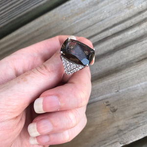 Smoky Quartz and Zircon ring