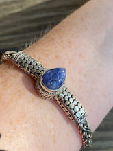 Load image into Gallery viewer, Carved Tanzanite braided sterling silver collectors bracelet