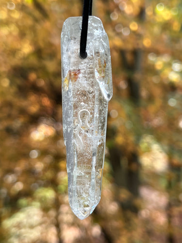 Hovave Art Lemurian Light crystal necklace with Sacred Masculine & Divine Feminine Symbols