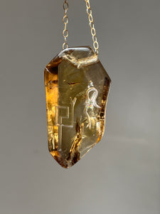 Hovave Art - Exceptional Rainbow filled Natural Citrine necklace with Divine Feminine & Sacred Masculine Symbols