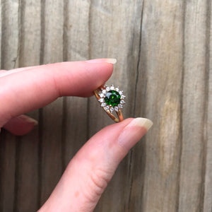 Chrome Diopside and Zircon ring