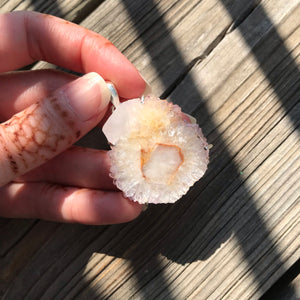 Stunning XL triple eye Amethyst Stalactite slice pendant