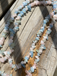 Morganite, Aquamarine and Heliodor necklace