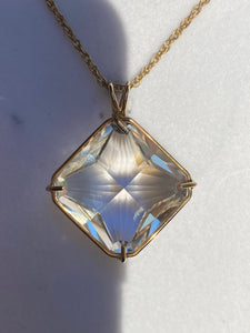14k Yellow Gold Clear Quartz Magician Stone necklace