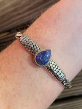 Load image into Gallery viewer, Carved Tanzanite braided sterling silver collectors bracelet