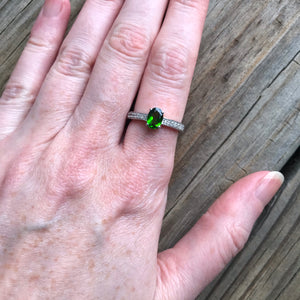 Faceted Chrome Diopside ring