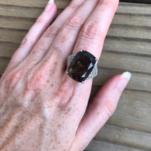 Smoky Quartz and Zircon ring