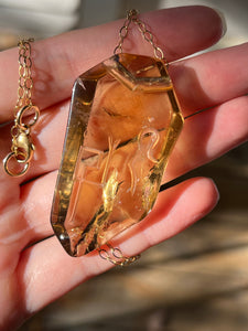 Hovave Art - Exceptional Rainbow filled Natural Citrine necklace with Divine Feminine & Sacred Masculine Symbols