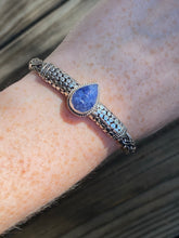 Load image into Gallery viewer, Carved Tanzanite braided sterling silver collectors bracelet