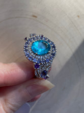 Load image into Gallery viewer, Collectors Electric Blue Apatite, Iolite and Amethyst rings