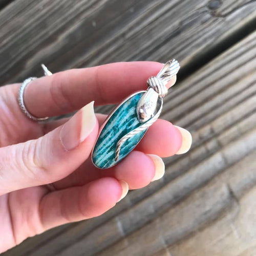 Amazonite snake pendant