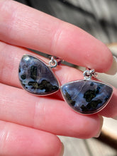 Load image into Gallery viewer, Mystic Merlinite (Indigo Gabbro) and Amethyst earrings